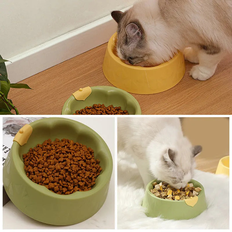 Plastic pet bowl in green, 16x7.5cm, anti-tip design for cats and small dogs