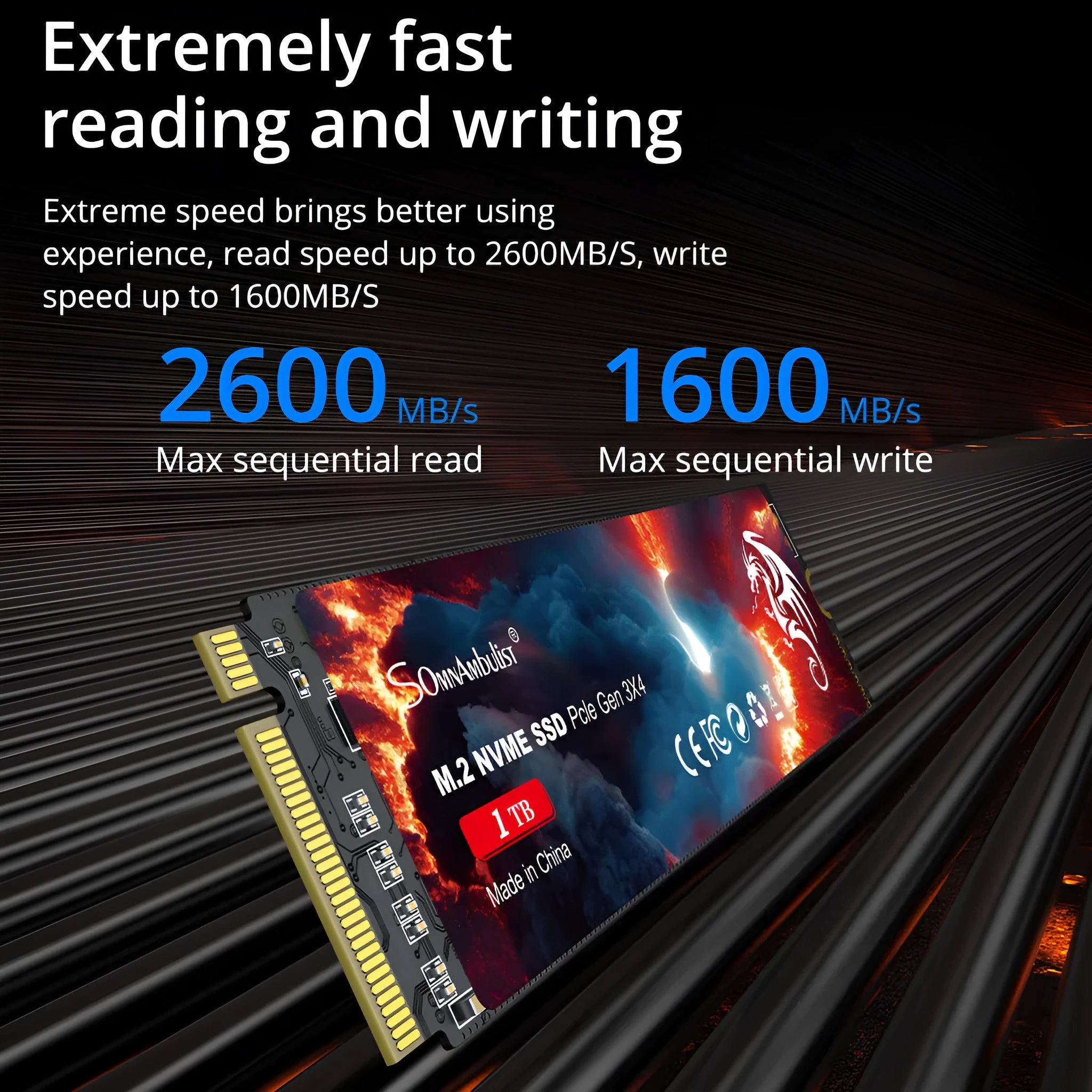 M.2 NVMe solid state drive for desktop computers with PCIe 3.0 interface