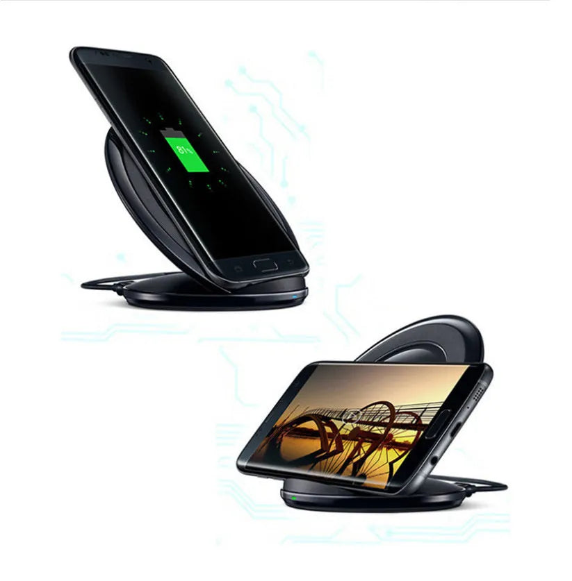 Qi wireless charging pad for Galaxy Note Edge showing black and white colour options with USB connection