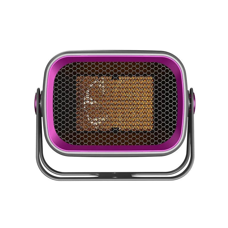 Compact desktop PTC ceramic heater in grey colour with rotatable design and two-speed controls