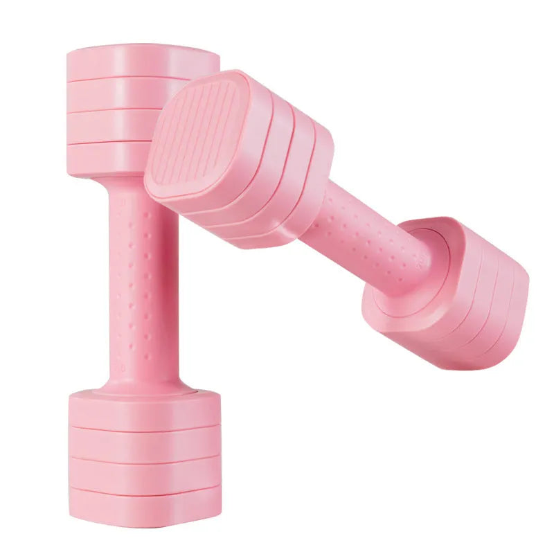 Detachable dumbbell set for women's fitness in pink, blue, black, or purple with ABS plastic construction