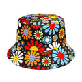 Colourful floral pattern polyester bucket hat with dome crown in medium size