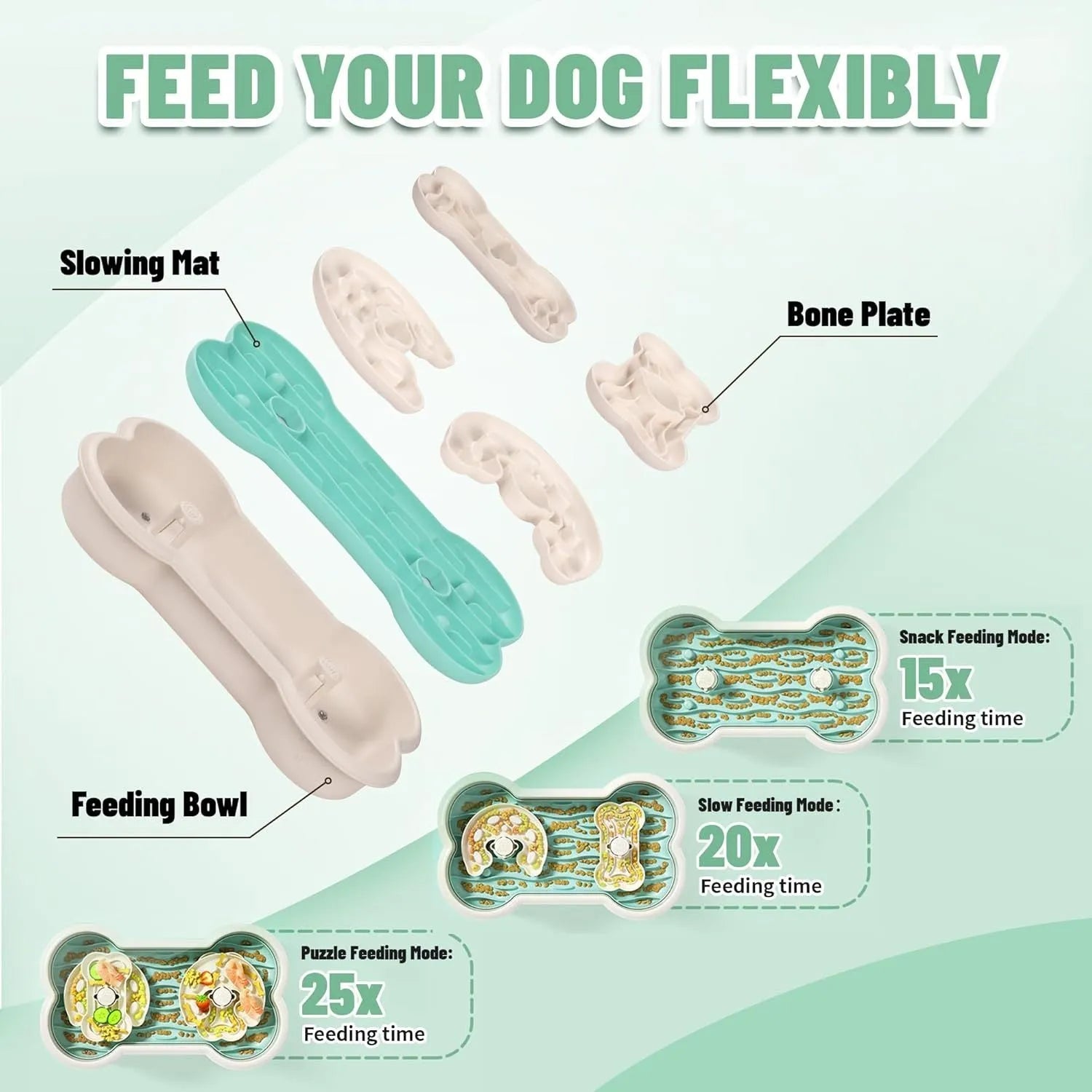 Large green pink yellow slow feeder dog bowl with wave and hump puzzle design for large breed dogs