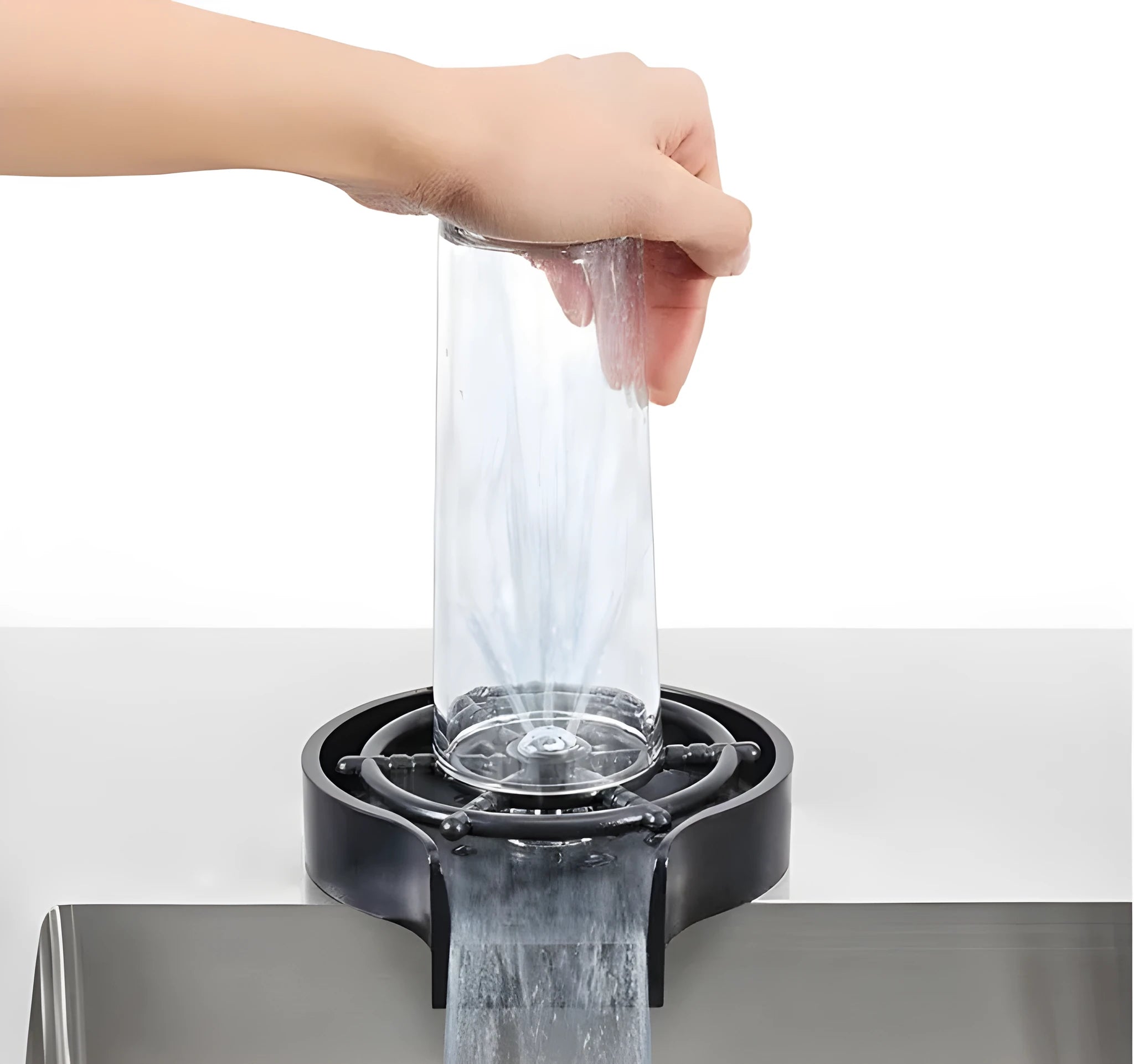 Black automatic stainless steel glass washer with ABS base and copper hose for window cleaning