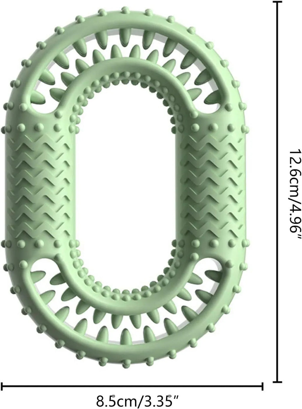 Blue green pink O-ring dog chew toy for aggressive chewers, 12.5cm diameter heavy-duty dental toy