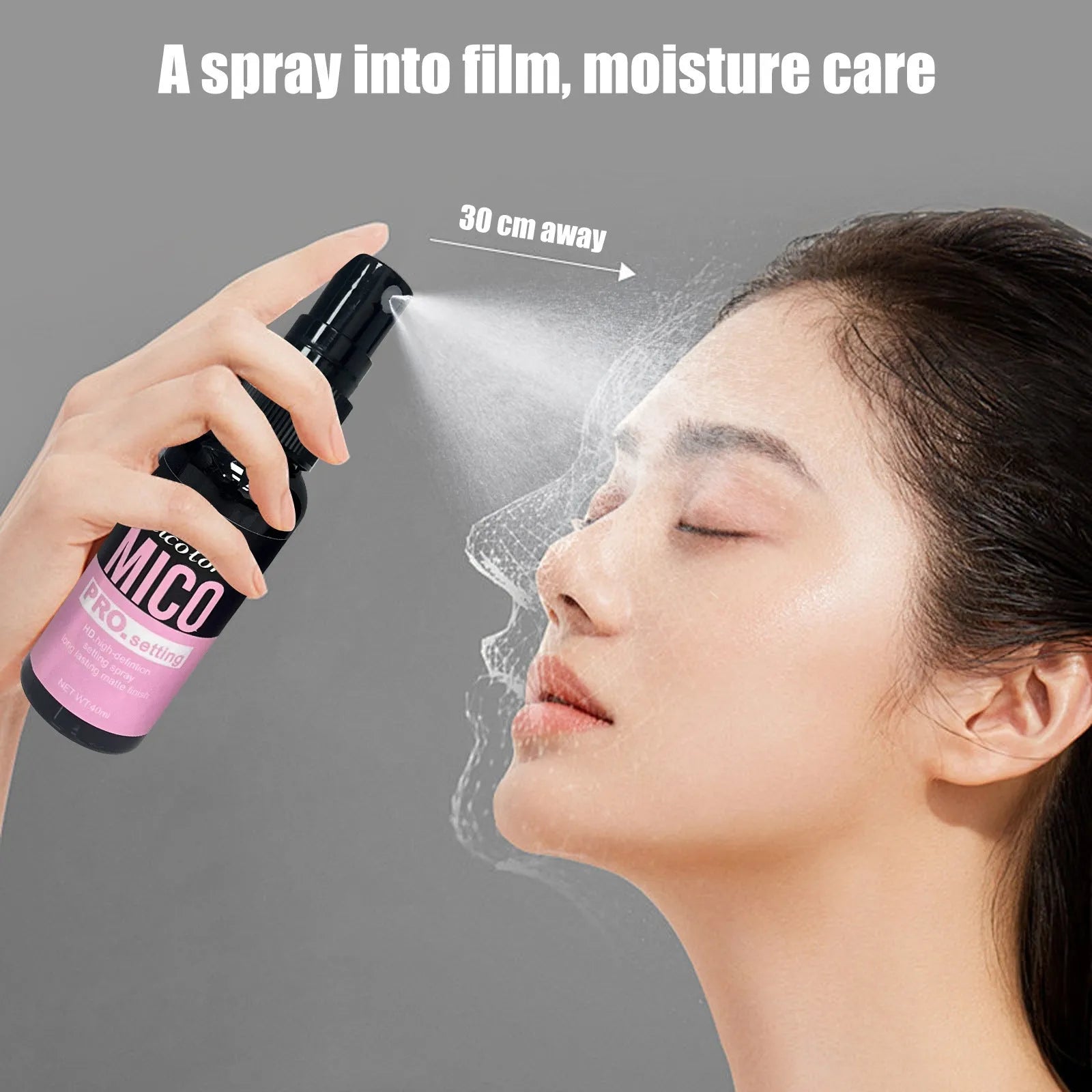 Makeup primer and finishing spray two-in-one set with 45ml and 40ml bottles monochrome design