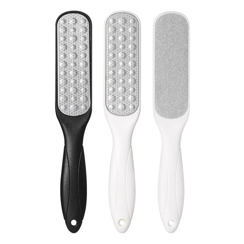 Foot grinder tool with stainless steel sandpaper filing surface and foot gear pads for callus removal