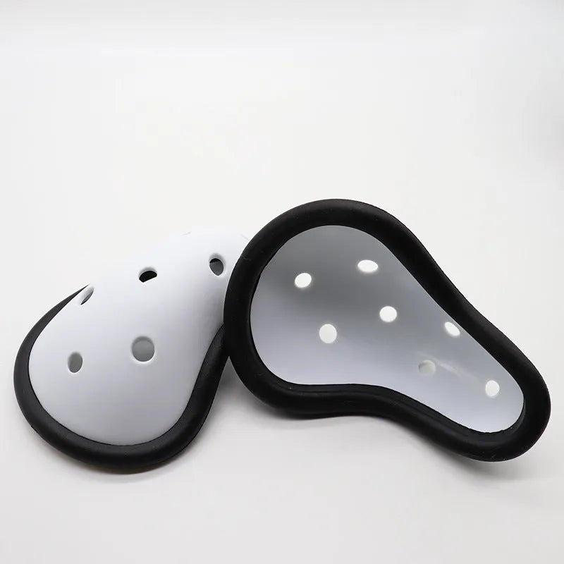 Rubber sports genital protector for adult and children, used in hockey rugby boxing.