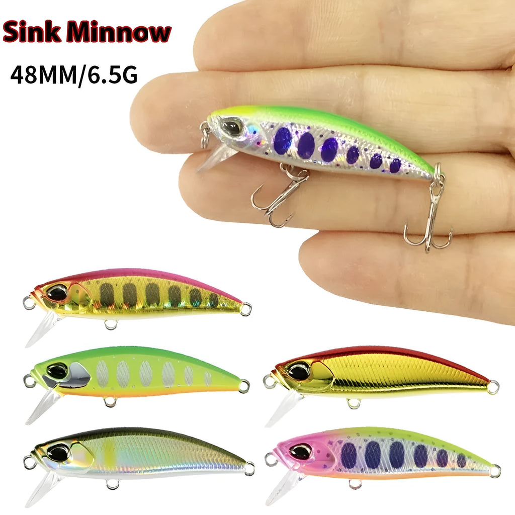 Japanese Mino fishing lure for snakehead and mandarin fish, 48mm length, 14 colour options