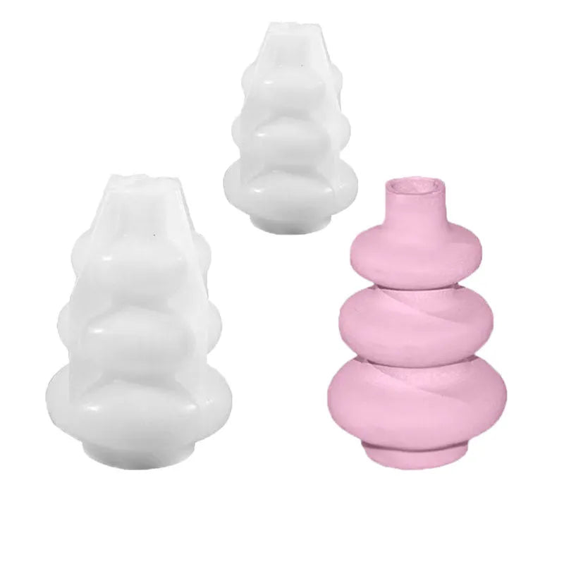 Three layer circle vase silicone baking mould in irregular modern shape