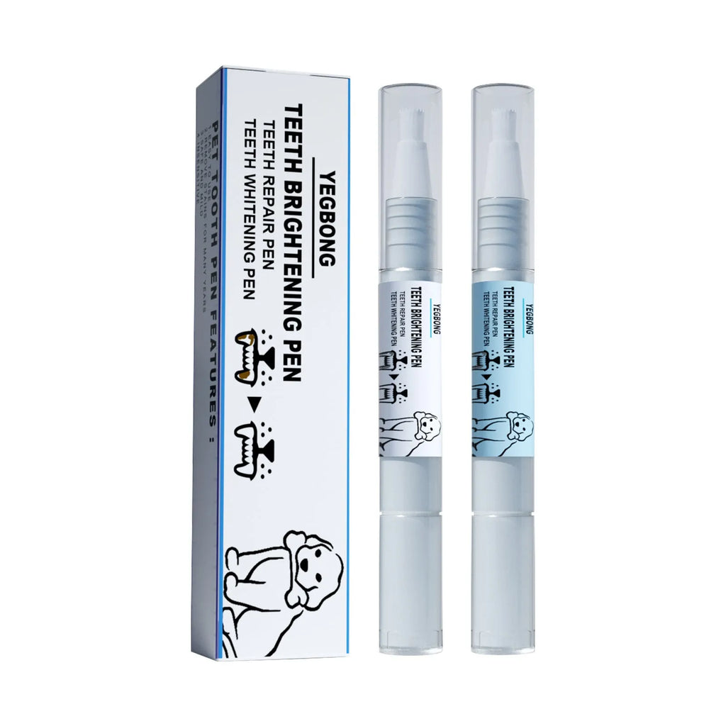 Yegbong pet teeth whitening pen with dual 3ml formula and dental brushes for dogs and cats