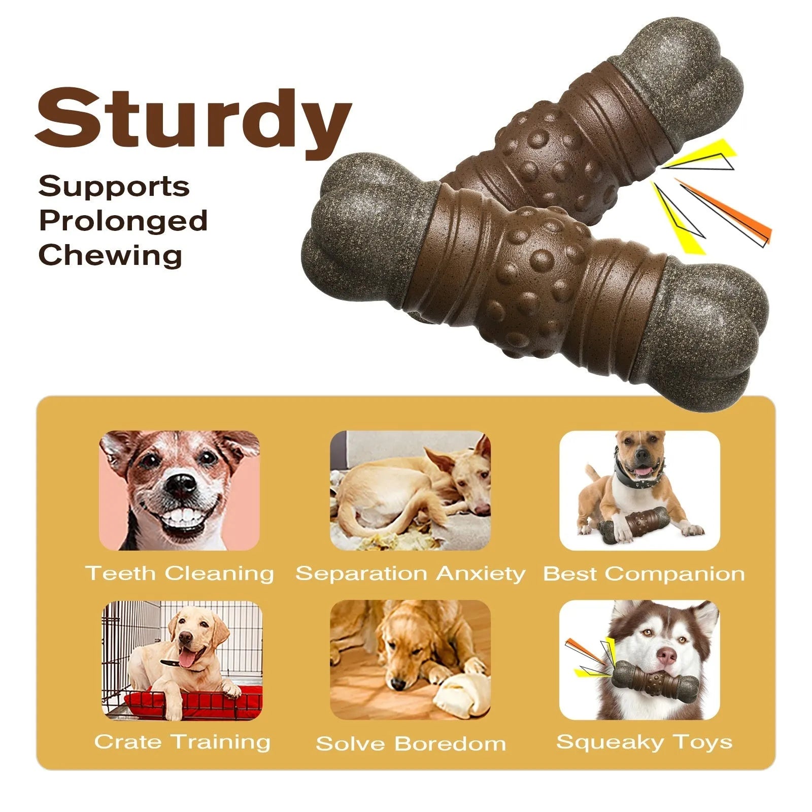 Wood colour plastic dog dental chew rod toy for molar cleaning