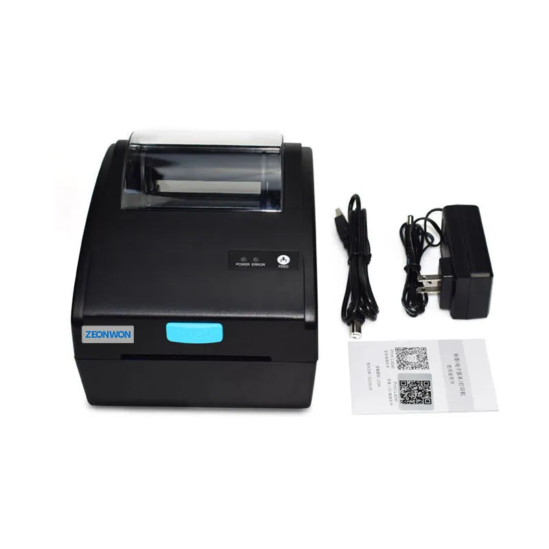 White Bluetooth thermal label printer with USB connectivity for heat-sensitive shipping and address labels
