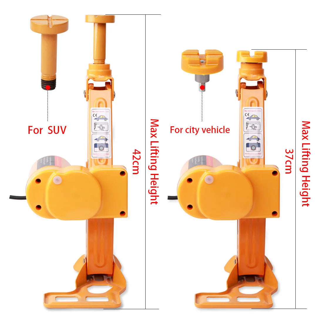 Yellow electric car jack set with electric wrench for vehicle maintenance and tyre changes