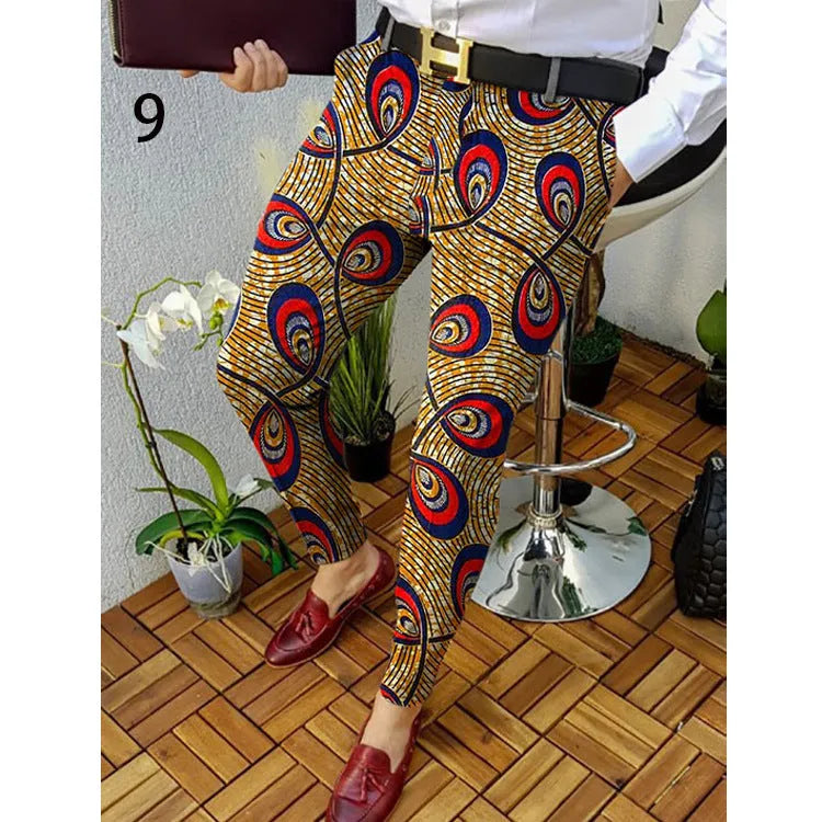Man wearing slim-fit plaid casual trousers with a straight leg and micro-elastic fabric.