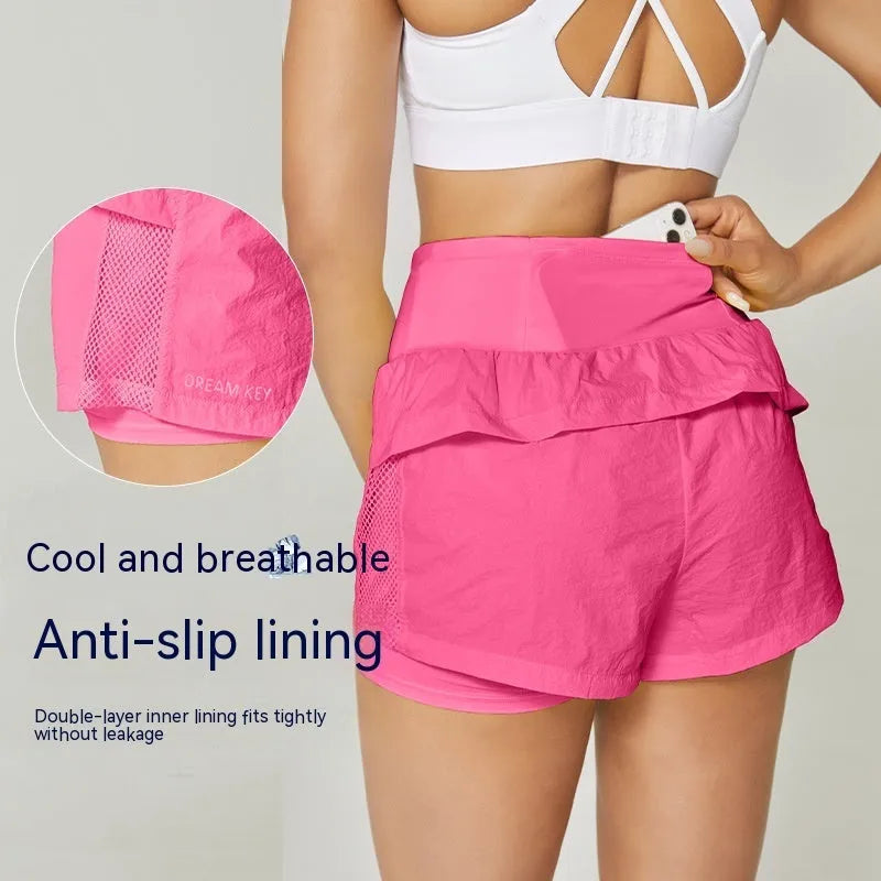 Women's cotton blend quick-drying sports shorts in loose fit available in five colours