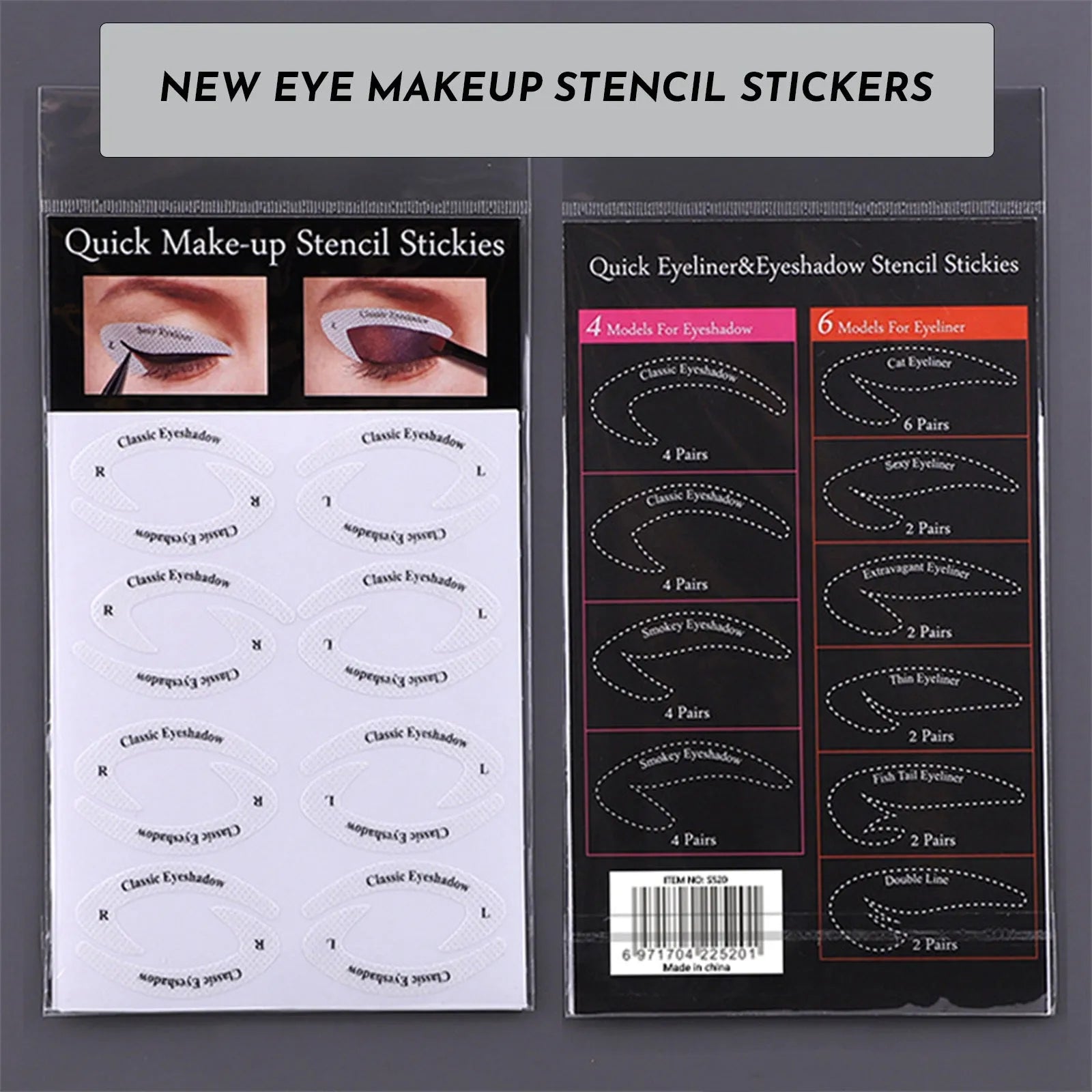 Set of four reusable flexible eyeliner sticker stencils for creating winged and cat-eye makeup looks