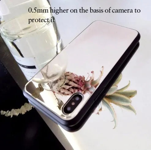 Black mirror iPhone case for iPhone X and iPhone 7/8 Plus models with TPU and PC construction