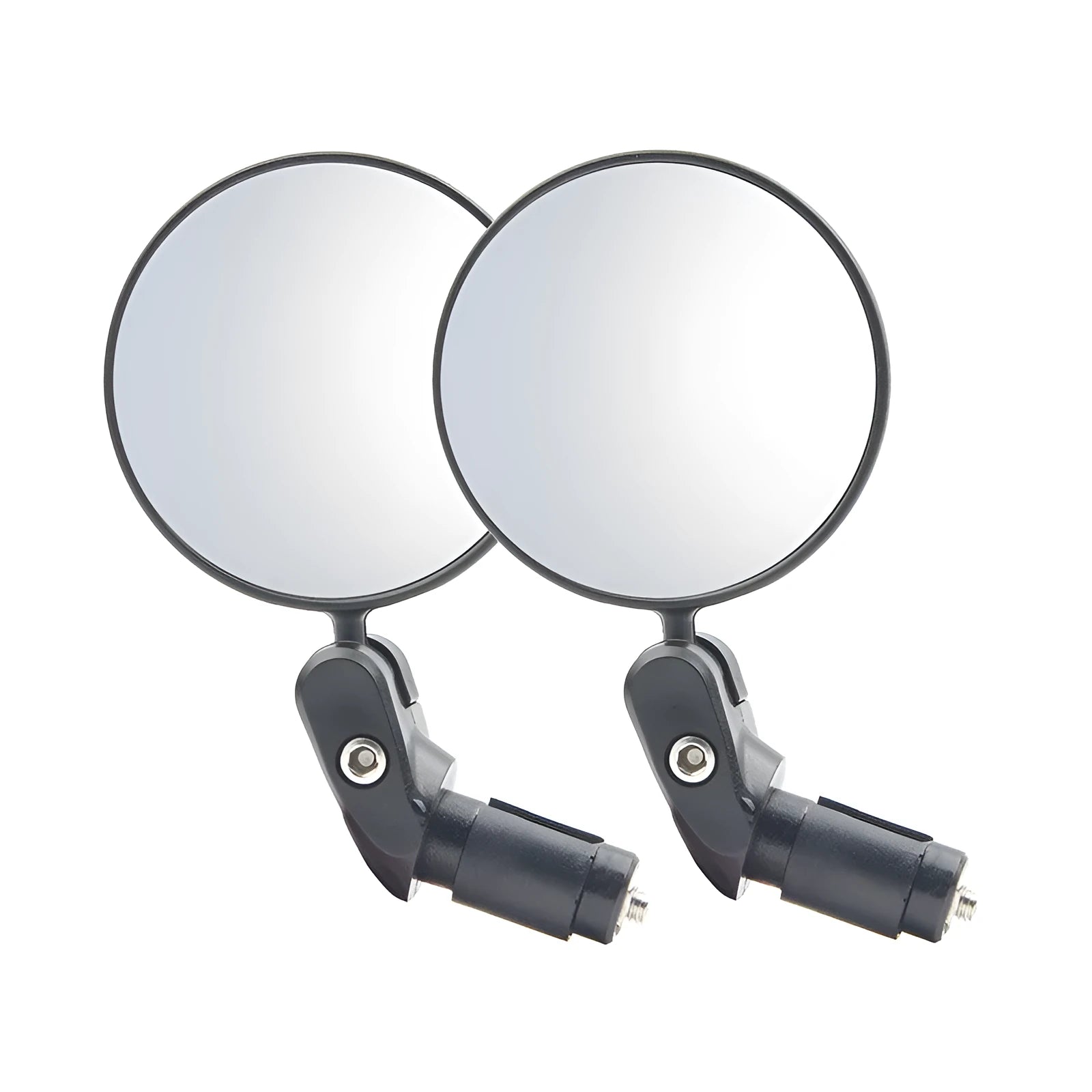 Black foldable convex rearview mirror showing 7cm reflector and 14cm adjustable mounting bracket