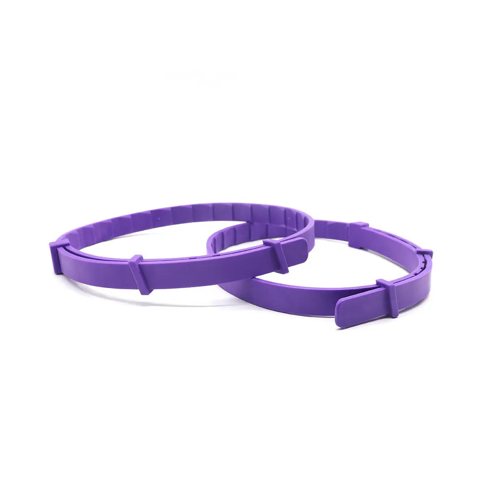 Four dog anxiety relief collars in different colours with Chinese style monochrome pattern