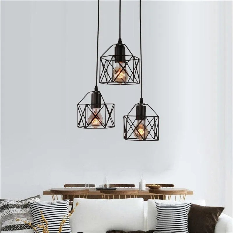 Country style decorative light with iron shade, push button switch, in North European American design
