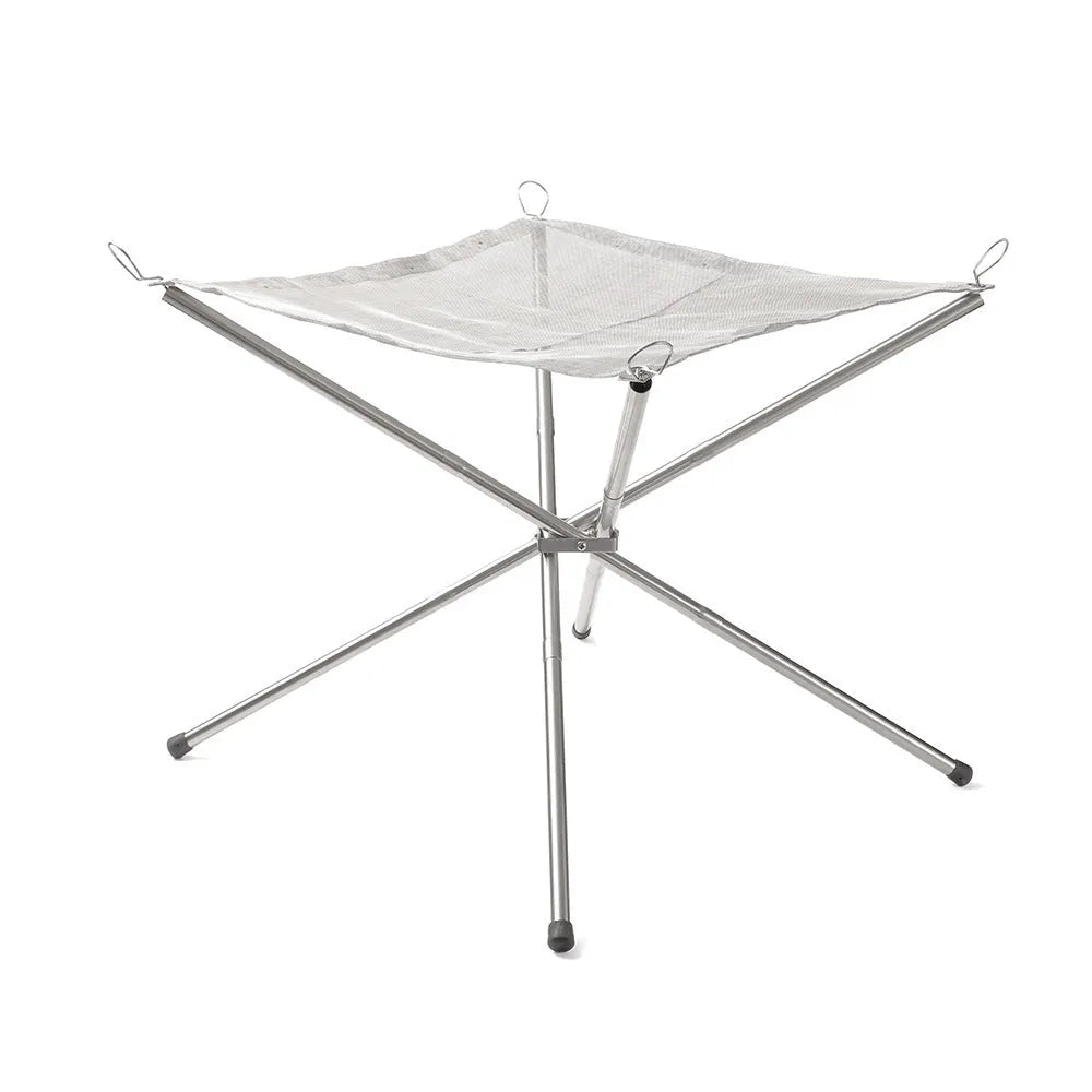 Stainless steel barbecue grill net with foldable stand in silver finish