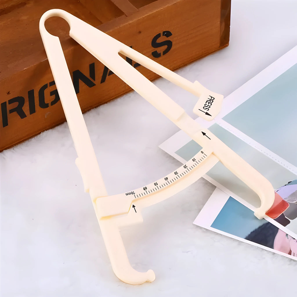 Clear acrylic body fat caliper for skin fold thickness measurement with 200mm range