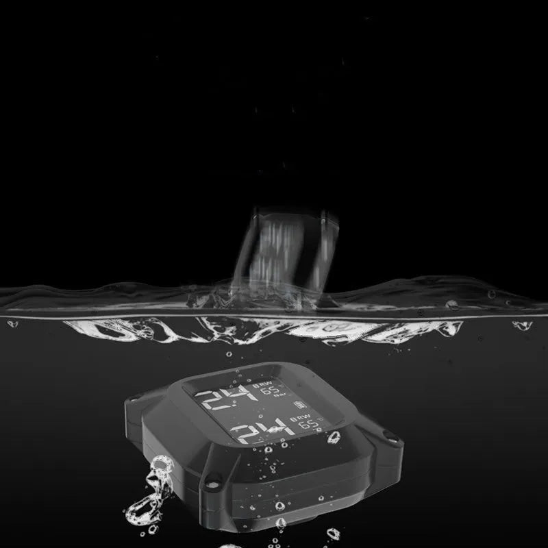 Motorcycle wireless tire pressure monitoring system digital display black portable mini TPMS for two-wheeled trailer