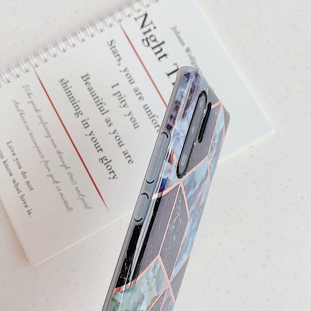 Electroplated marble patterned TPU back cover case for Huawei and Samsung mobile phones