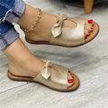 Ladies sandals with bow decoration on fish mouth slipper design in black, pink or gold colours
