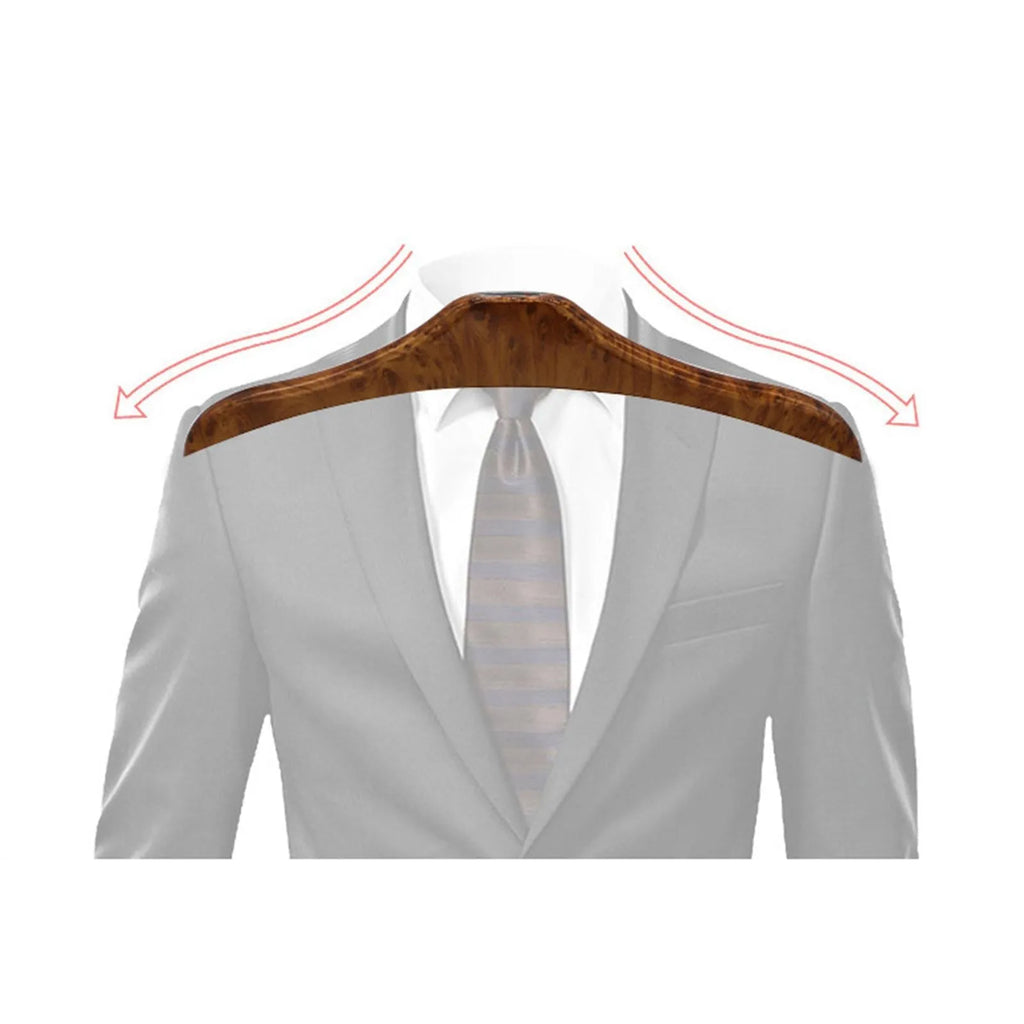 Wood yellow stainless steel car mounted clothes hanger with 46.5cm dimensions for suits and uniforms