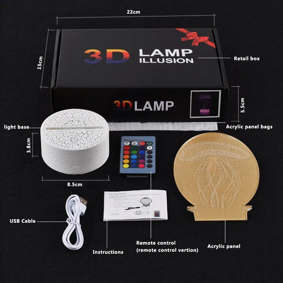 Airplane LED touch night light in cartoon style with acrylic shade, 175x180mm