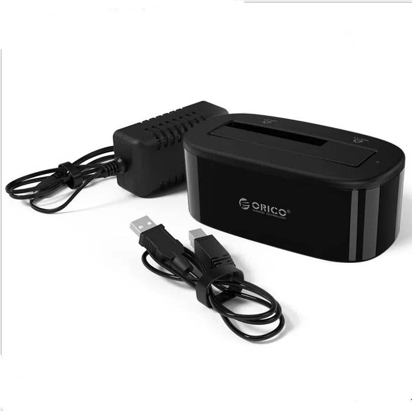 Portable Hardis black ABS SATA III hard drive docking station with USB 3.0 cable and 12V2A power adapter
