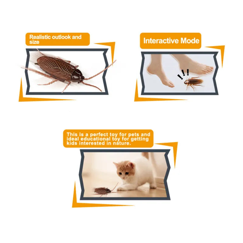 Electric pet toy in the shape of a cockroach with vibration mechanism for realistic crawling movement