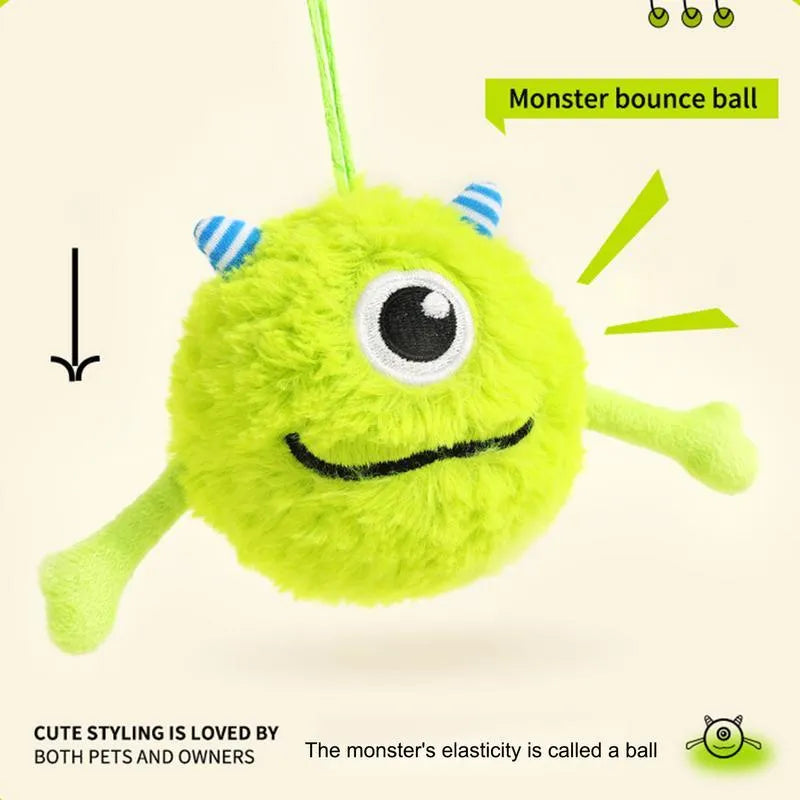 Green interactive dog teething toy ball with sound, 12cm diameter, soft plush and TPR construction