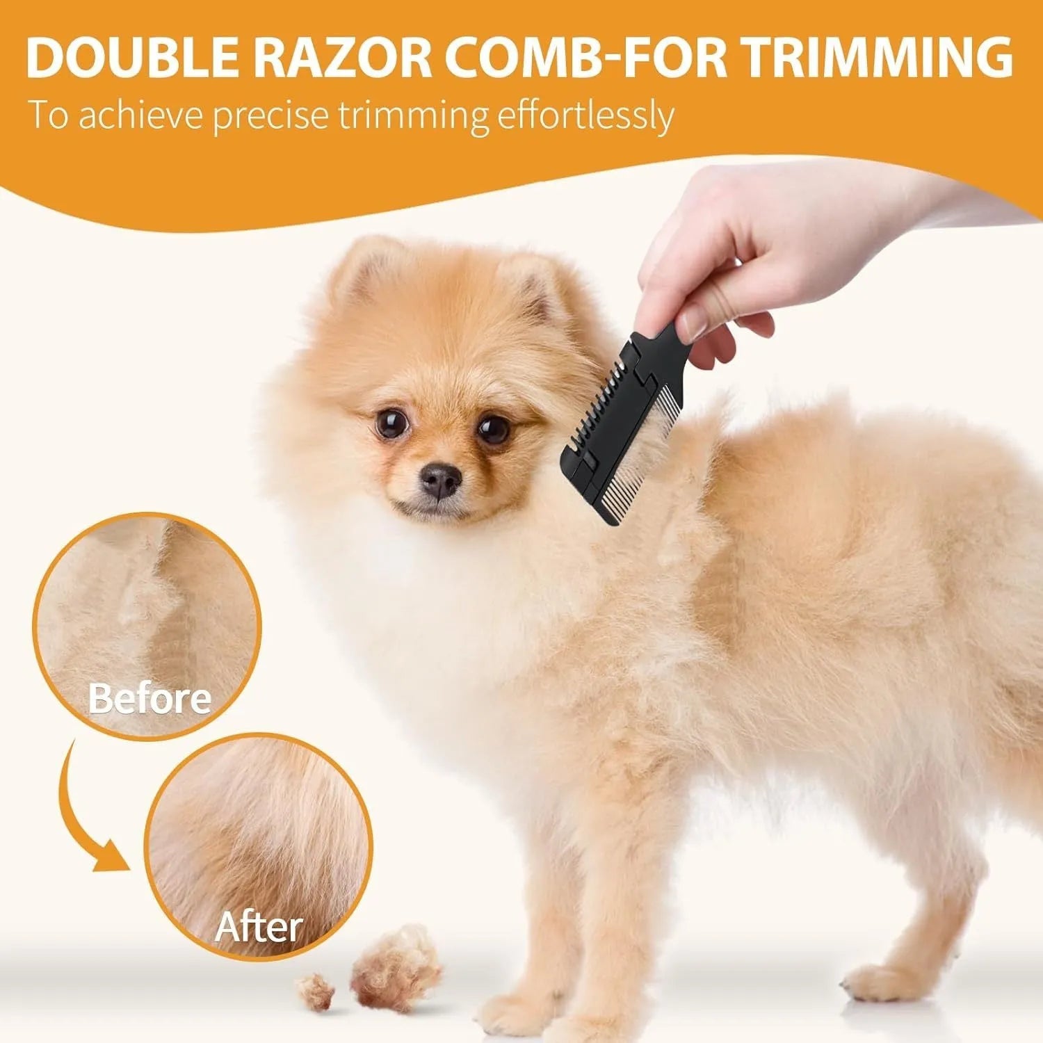 2-in-1 pet razor comb for dog and cat grooming with spare blades