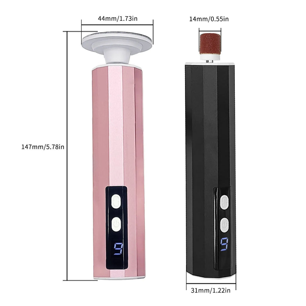 Pink household electric callus remover with 20 grinding wheels and USB charger, rechargeable foot care tool