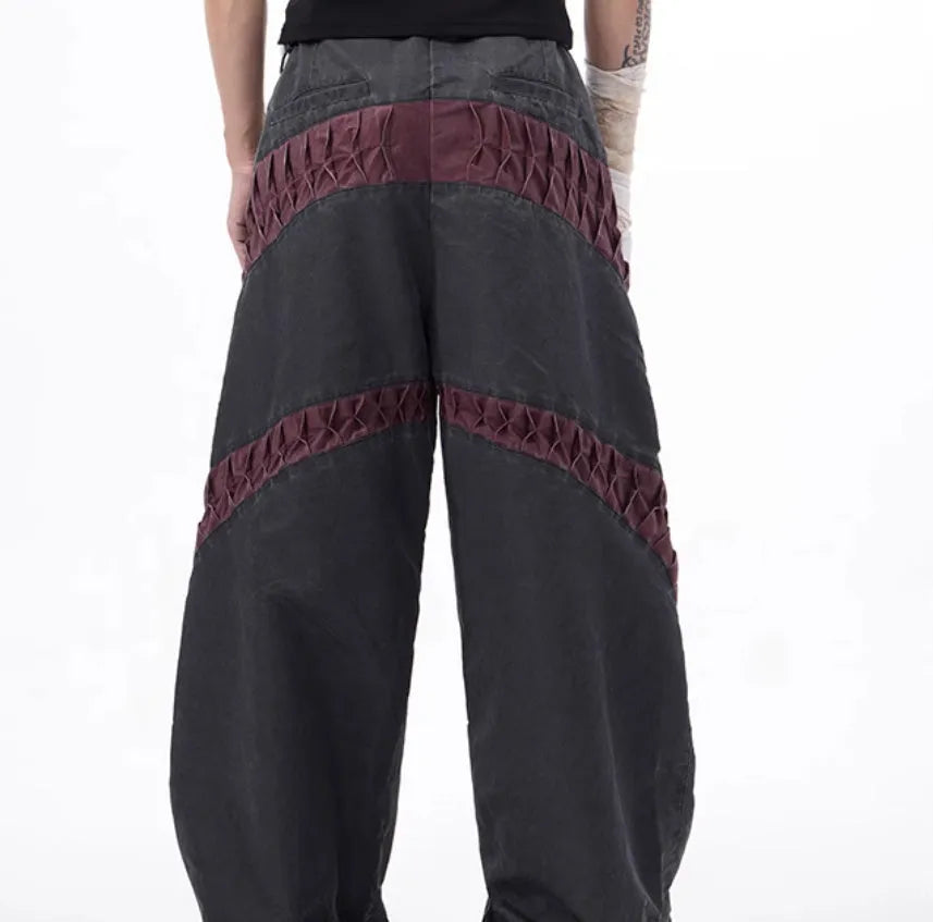 Retro three-dimensional keel casual pants in solid colour rayon fabric for men summer sports