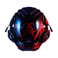 Black biohazard tech creative prop helmet for full face costume coverage
