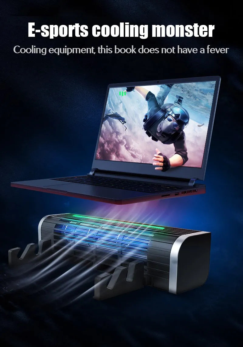 Black aluminium notebook cooler with integrated fan for laptop temperature management
