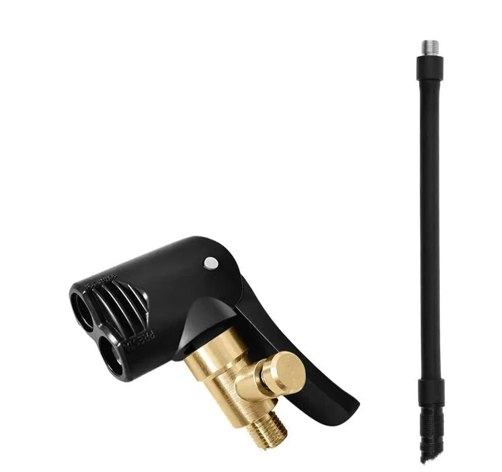 Vehicle air conversion inflatable chuck set with two 16cm clarinet nozzles and a hose for car tyre inflation