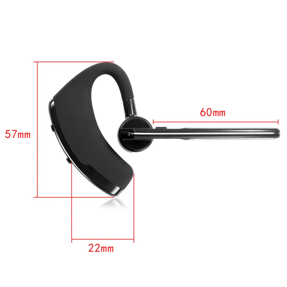 V9 Bluetooth headset with ear-bud and charging cable on a table