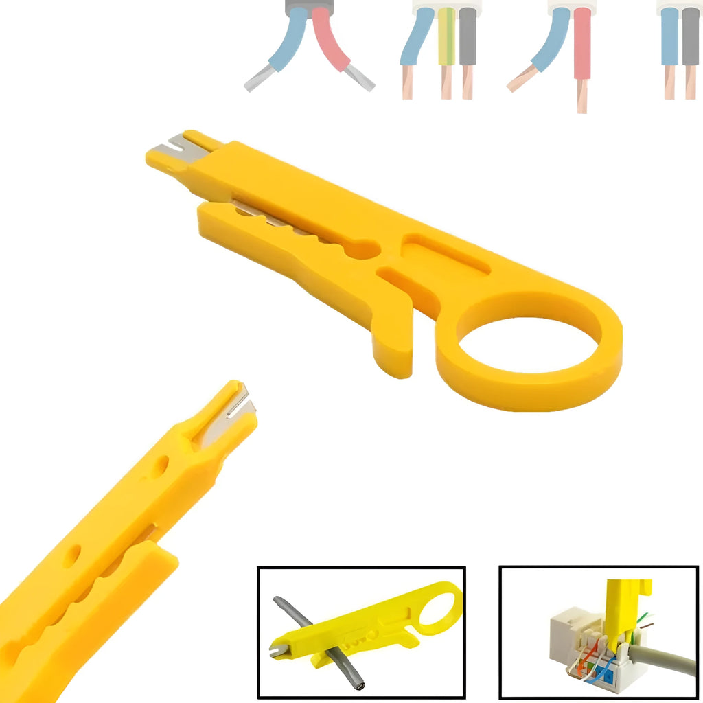 Yellow mini portable wire stripper tool with 0.6 mm stripping diameter