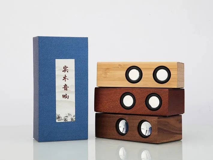 Wooden cabinet Bluetooth speaker with retro design in choice of bamboo, walnut, or sapele finishes