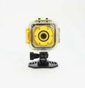 Yellow children's waterproof sports camera with 1.77 inch LCD screen and HD video capability