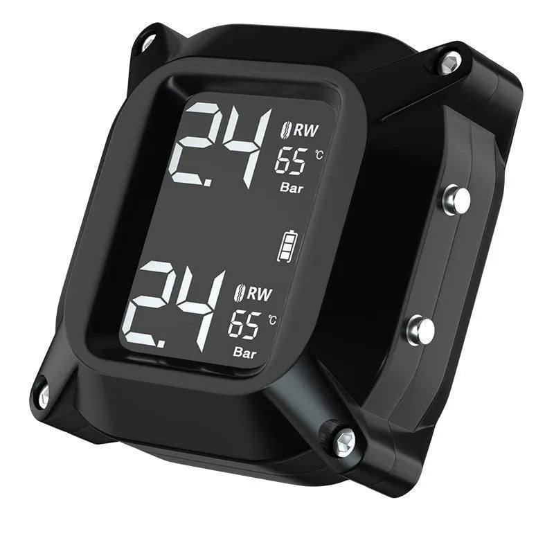 Motorcycle wireless tire pressure monitoring system digital display black portable mini TPMS for two-wheeled trailer