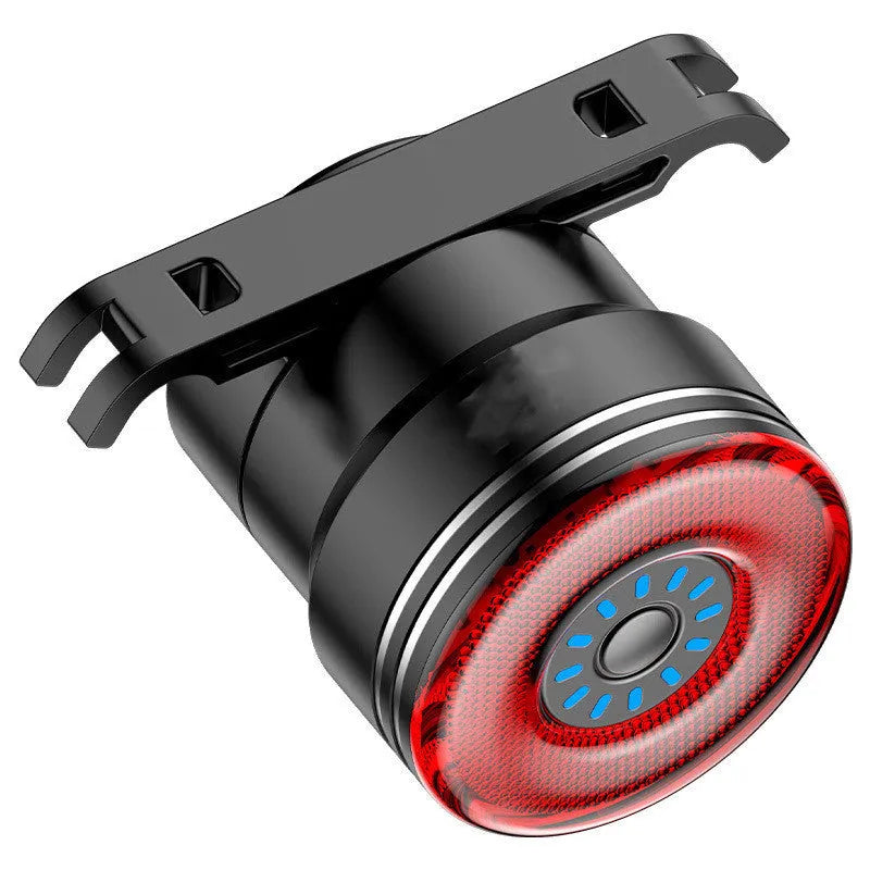 Smart brake sensing USB rechargeable bicycle taillight with black aluminium housing