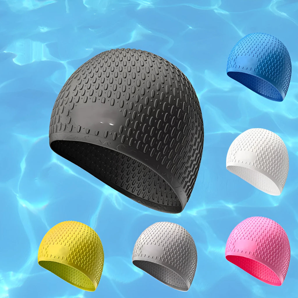 Solid colour silicone swimming cap for adults in various colours