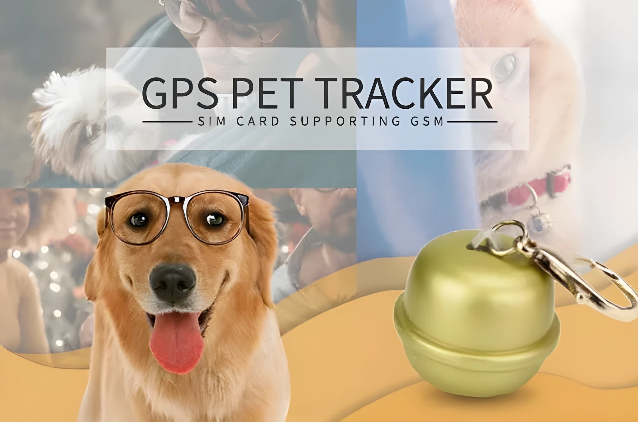 GPS tracker unit for dog collars in black, brown, green, and pink colours on a collar strap.