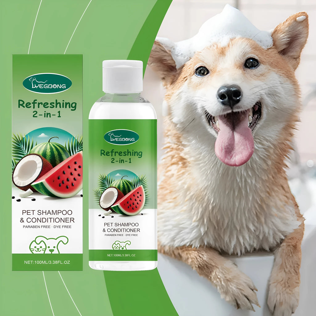 100ml pet 2-in-1 shampoo tube with watermelon and coconut extract for dogs and cats grooming